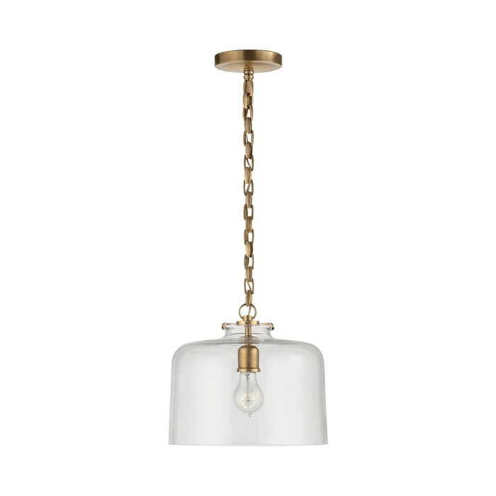 Katie Dome Pendant Light in Hand-Rubbed Antique Brass/Clear Glass.