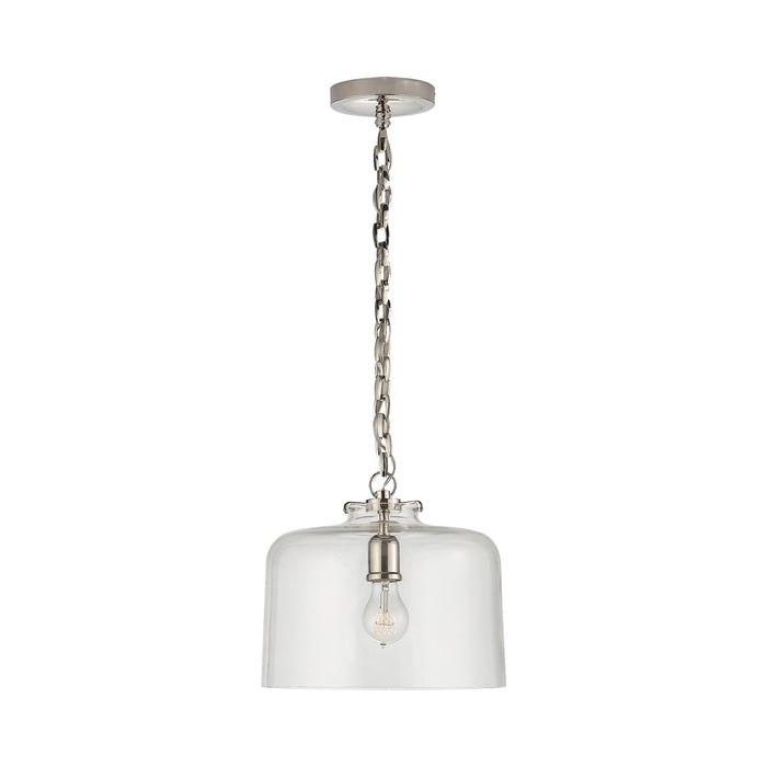 Katie Dome Pendant Light in Polished Nickel/Clear Glass.