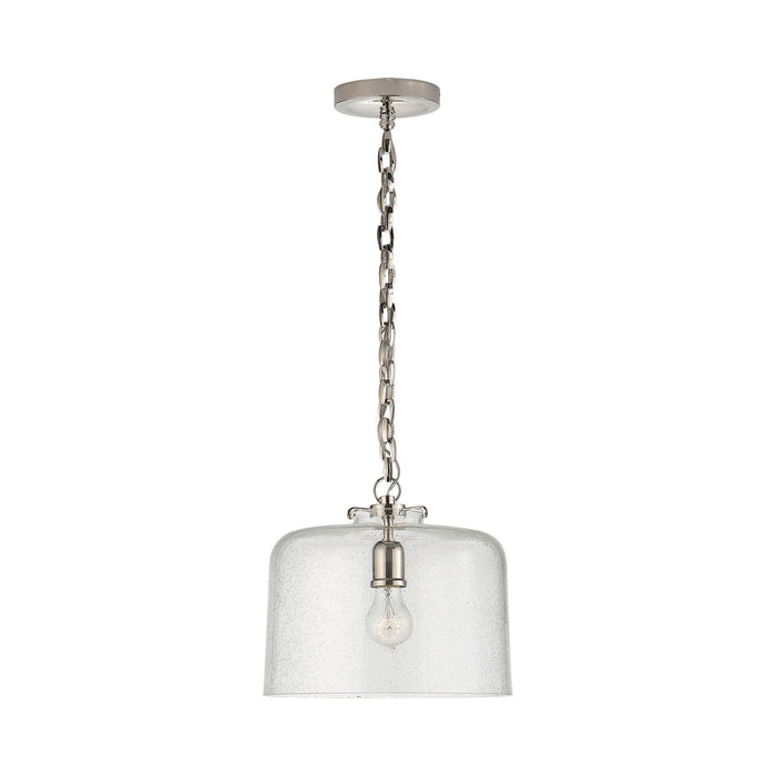 Katie Dome Pendant Light in Polished Nickel/Seeded Glass.