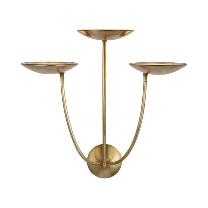 Keira LED Triple Wall Light in Hand-Rubbed Antique Brass.