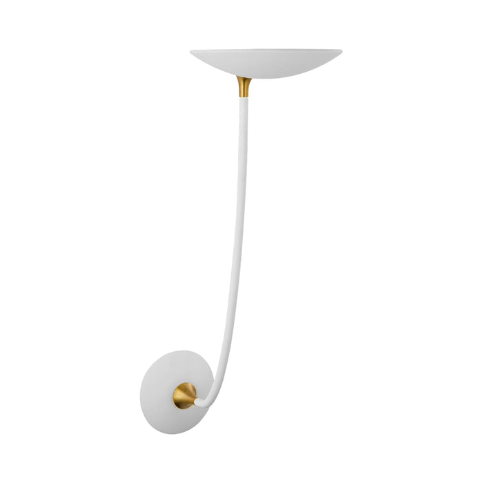 Keira LED Wall Light in Matte White/Hand-Rubbed Antique Brass.