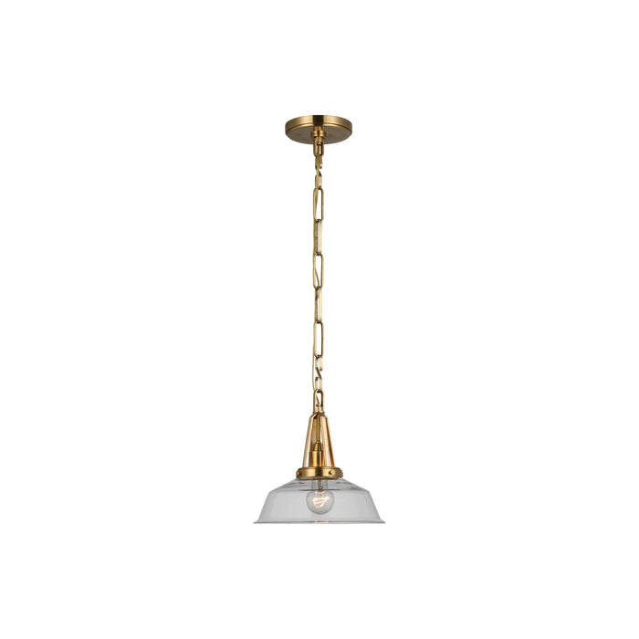 Layton LED Pendant Light in Antique-Burnished Brass/Clear Glass (Small).