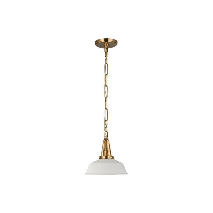 Layton LED Pendant Light in Antique-Burnished Brass/Matte White (Small).
