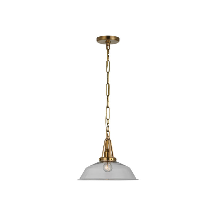 Layton LED Pendant Light in Antique-Burnished Brass/Clear Glass (Medium).