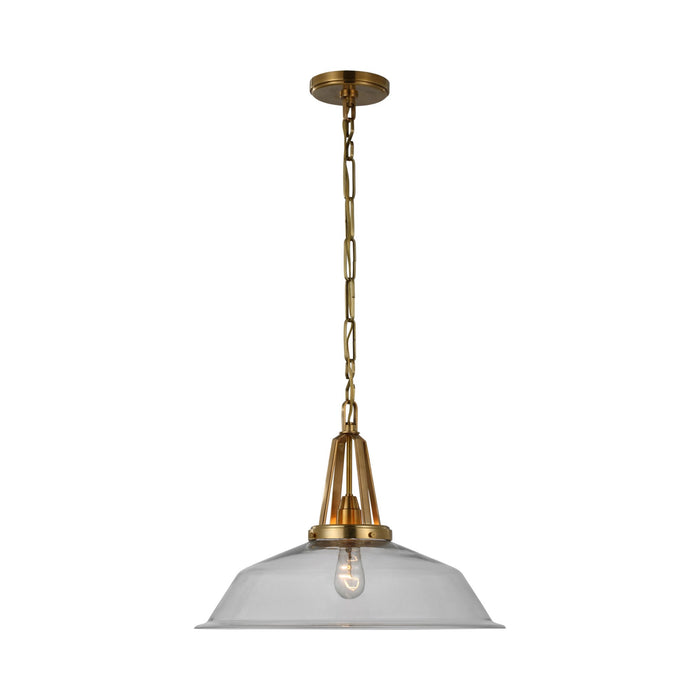 Layton LED Pendant Light in Antique-Burnished Brass/Clear Glass (Large).