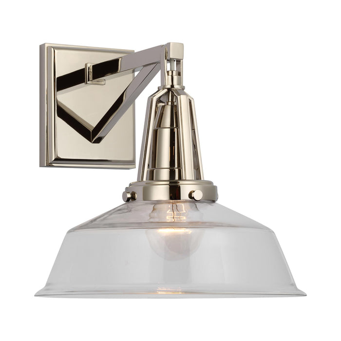 Layton LED Wall Light in Polished Nickel/Clear Glass.