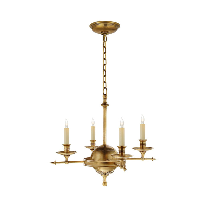 Leaf and Arrow Chandelier in Antique-Burnished Brass (Small).