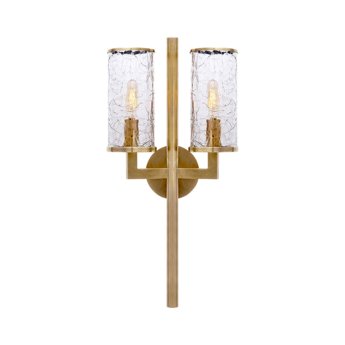 Liaison Double Wall Light in Antique-Burnished Brass/Crackle.