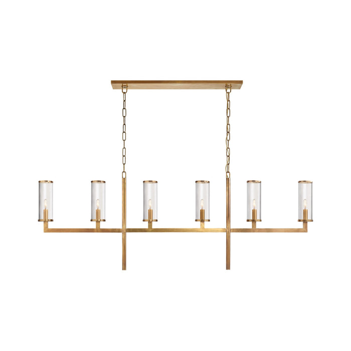 Liaison Linear Pendant Light in Antique-Burnished Brass/Clear.