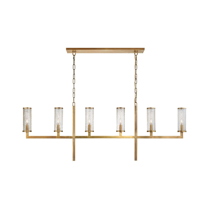 Liaison Linear Pendant Light in Antique-Burnished Brass/Crackle.