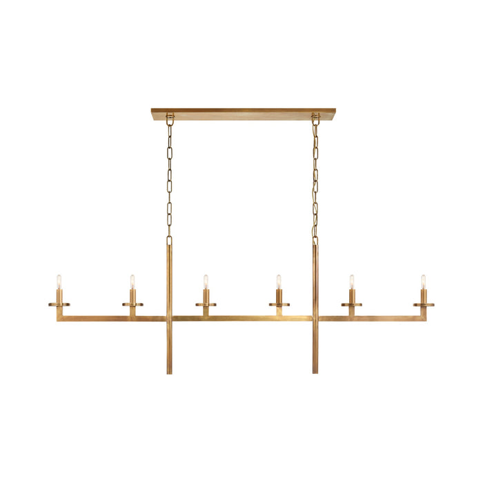 Liaison Linear Pendant Light in Antique-Burnished Brass/No Option.