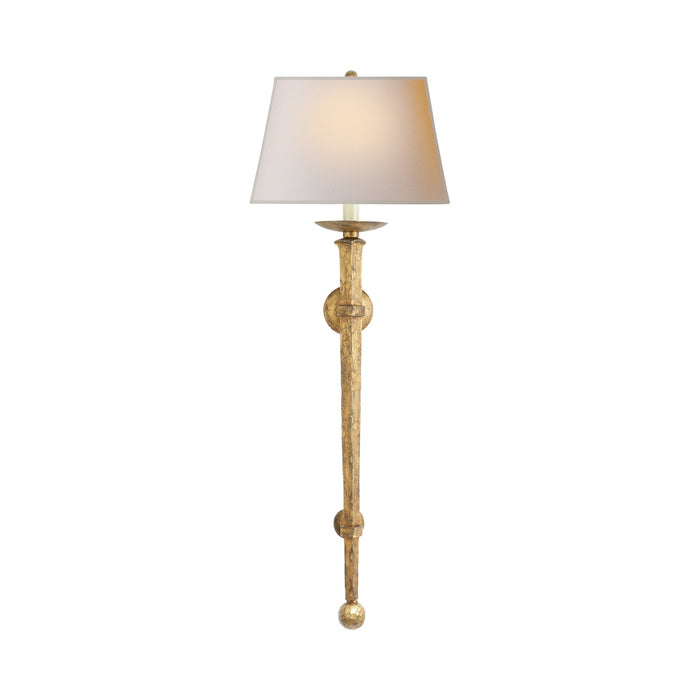 Long Iron Torch Wall Light in Gilded Iron.