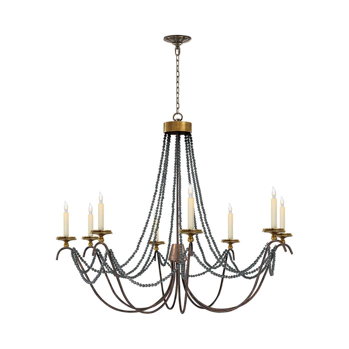 Marigot Chandelier in Hand Painted Rust Finish (Large).