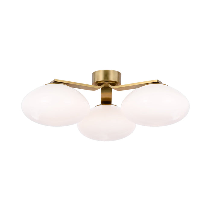 Marisol LED Flush Mount Ceiling Light in Soft Brass.