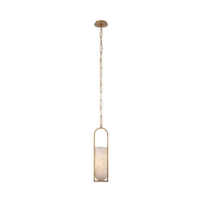 Melange Elongated LED Pendant Light in Antique-Burnished Brass.