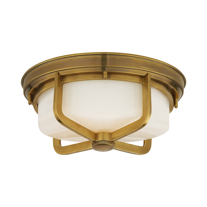 Milton Outdoor Flush Mount Ceiling Light in Hand-Rubbed Antique Brass (Large).