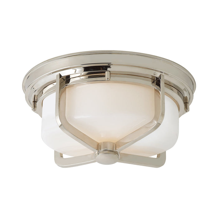 Milton Outdoor Flush Mount Ceiling Light in Polished Nickel (Large).