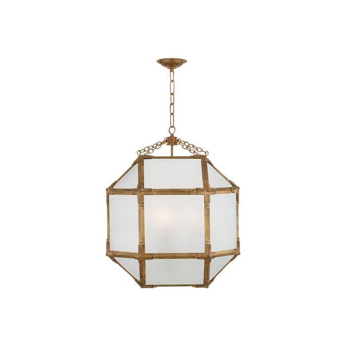 Morris Pendant Light in Gilded Iron/White Glass (Medium).