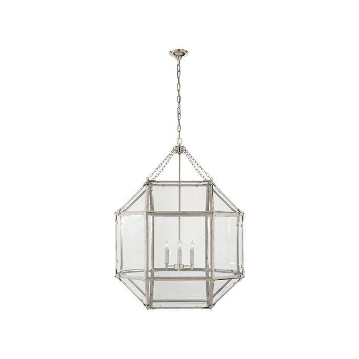 Morris Pendant Light in Polished Nickel/Clear Glass (Large).