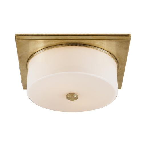 Newhouse Flush Mount Ceiling Light in Hand-Rubbed Antique Brass.