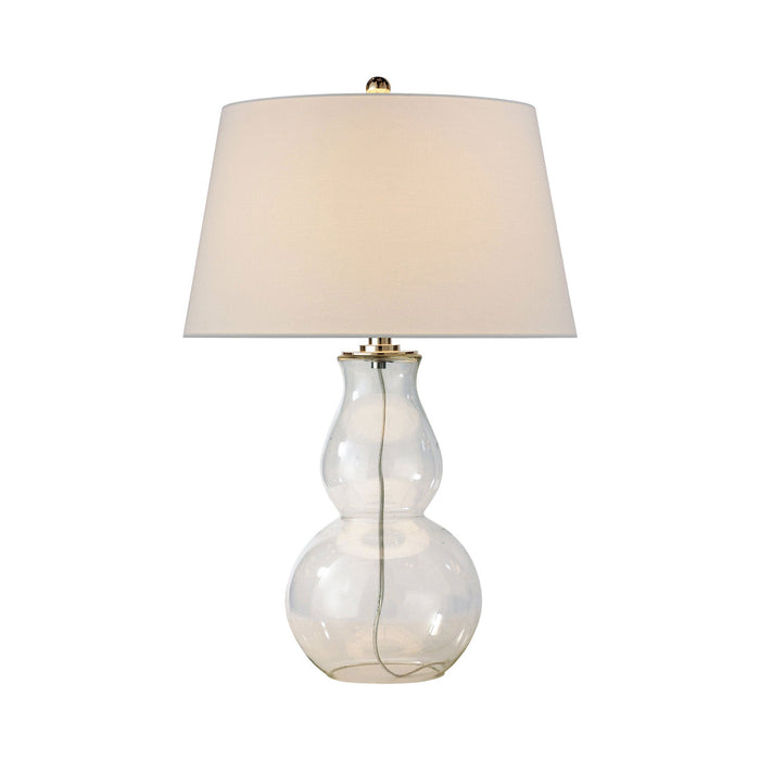Open Table Lamp in Clear Glass/Linen.