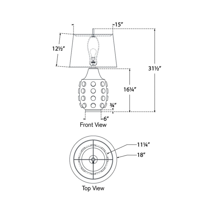 Orly LED Table Lamp - line drawing.