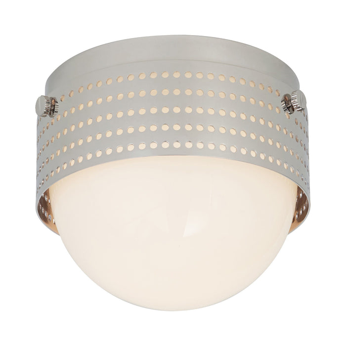 Precision LED Flush Mount Ceiling Light in Polished Nickel/White Glass(4.5" Round).