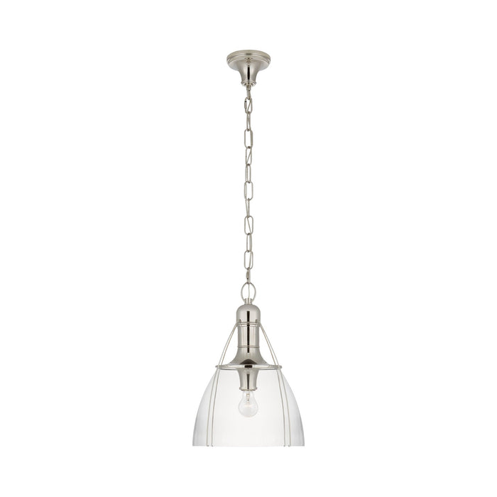 Prestwick Pendant Light in Polished Nickel/Clear Glass (Small).