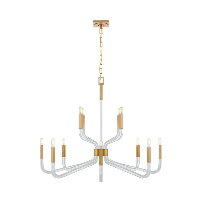 Reagan Chandelier in Antique-Burnished Brass and Crystal/Without Shade (Grande).