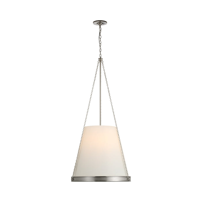 Reese LED Pendant Light in Polished Nickel/Linen (Large).