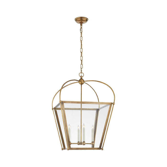 Riverside Lantern Pendant Light in Antique-Burnished Brass (Medium).
