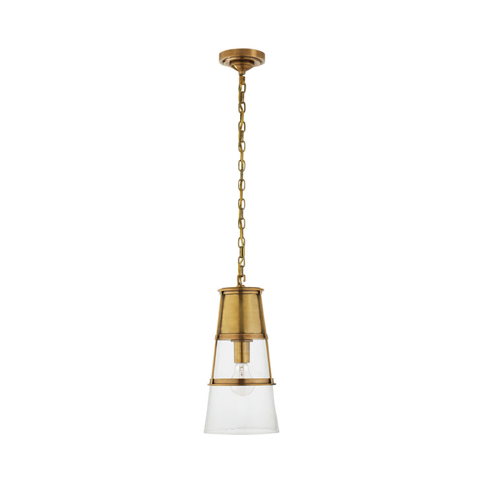 Robinson Pendant Light in Hand-Rubbed Antique Brass/Clear Glass (Medium).