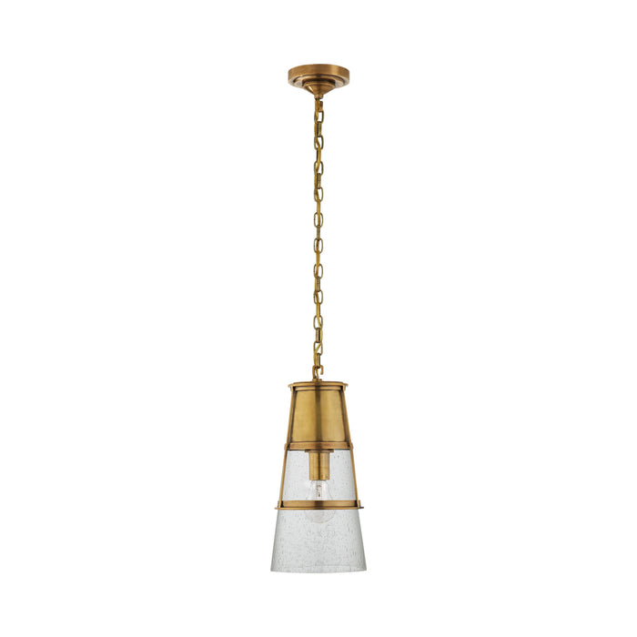 Robinson Pendant Light in Hand-Rubbed Antique Brass/Seeded Glass (Medium).
