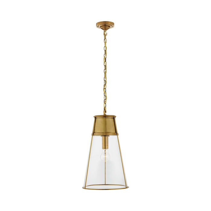 Robinson Pendant Light in Hand-Rubbed Antique Brass/Clear Glass (Large).
