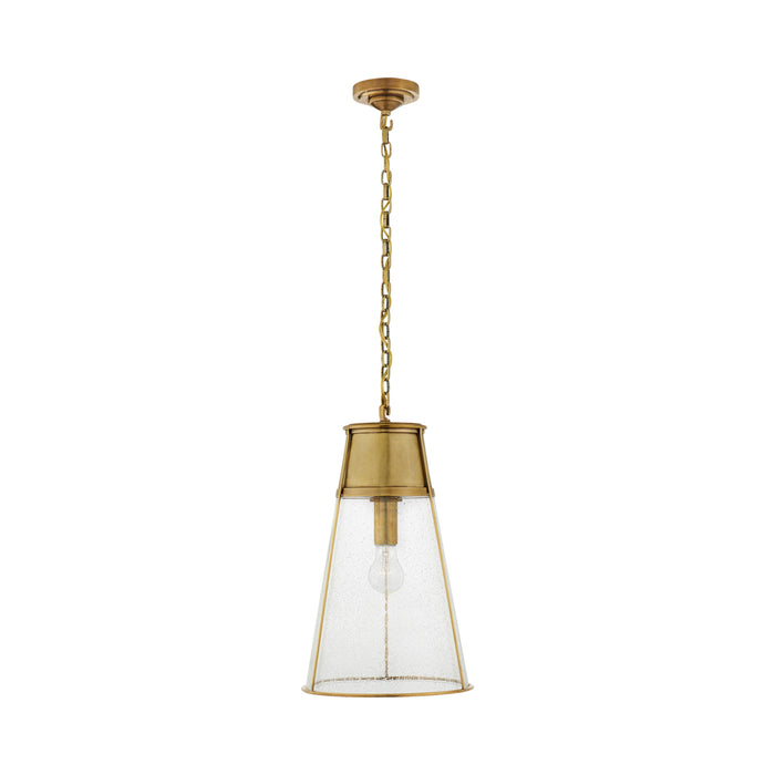 Robinson Pendant Light in Hand-Rubbed Antique Brass/Seeded Glass (Large).