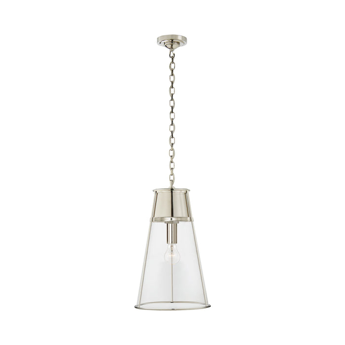 Robinson Pendant Light in Polished Nickel/Clear Glass (Large).