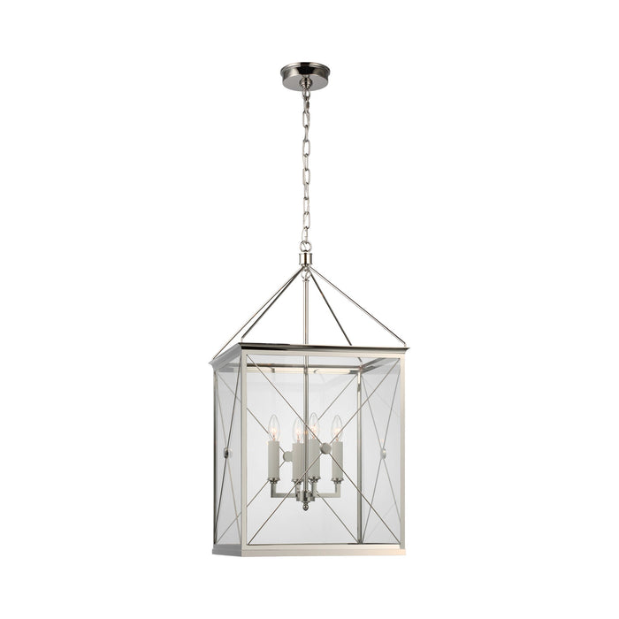 Rossi LED Pendant Light in Polished Nickel/Clear Glass.