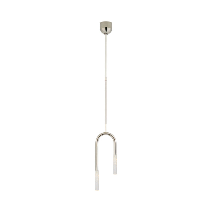 Rousseau Asymmetric LED Pendant Light in Polished Nickel/Seeded Glass.