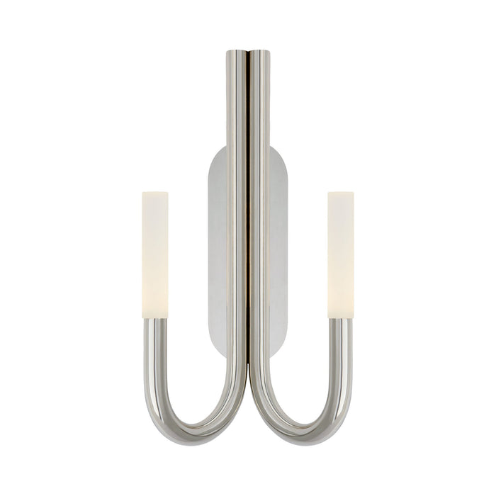Rousseau Double LED Wall Light in Polished Nickel/Etched Crystal.