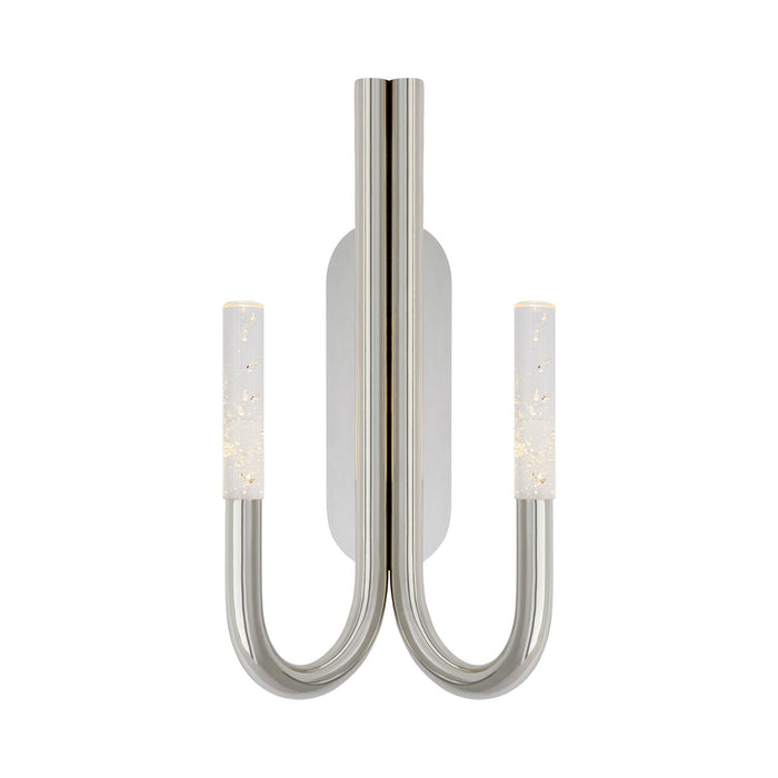 Rousseau Double LED Wall Light in Polished Nickel/Seeded Glass.