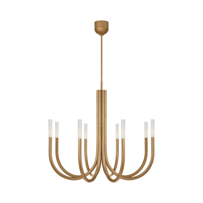 Rousseau LED Chandelier in Antique-Burnished Brass/Seeded Glass (8-Light).