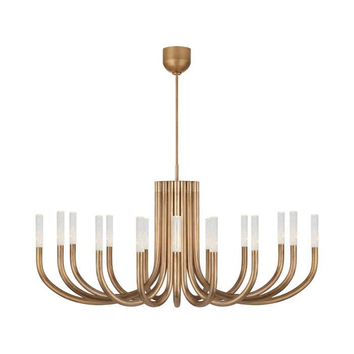 Rousseau LED Chandelier in Antique-Burnished Brass/Seeded Glass (16-Light).