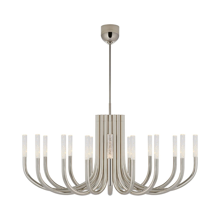 Rousseau LED Chandelier in Polished Nickel/Seeded Glass (16-Light).