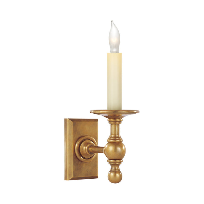 Single Library Classic Wall Light in Hand-Rubbed Antique Brass.
