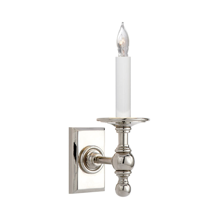 Single Library Classic Wall Light in Polished Nickel.