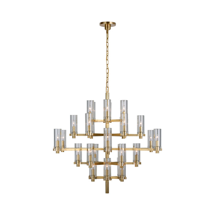 Sonnet LED Chandelier in Antique-Burnished Brass/Clear Glass (Large).