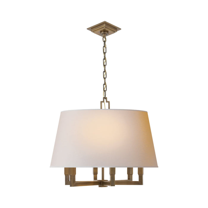 Square Tube Pendant Light in Hand-Rubbed Antique Brass.