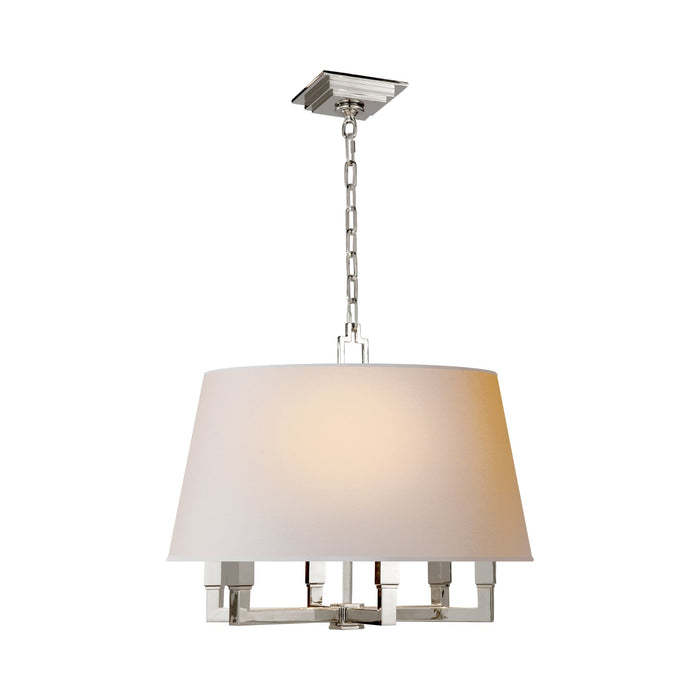 Square Tube Pendant Light in Polished Nickel.