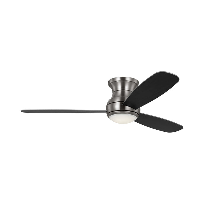 Orbis Indoor / Outdoor Hugger LED Flush Mount Ceiling Fan in Brushed Steel.