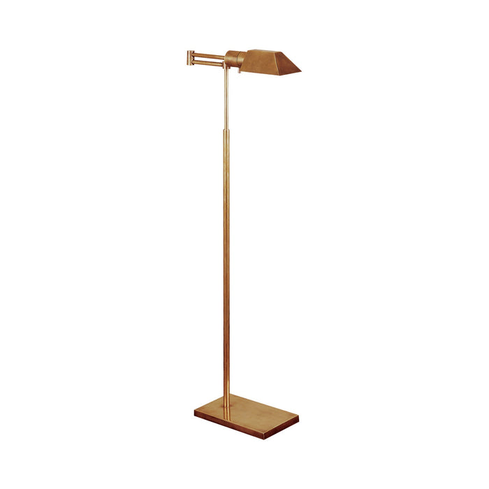Studio Swing Arm LED Floor Lamp in Hand-Rubbed Antique Brass.